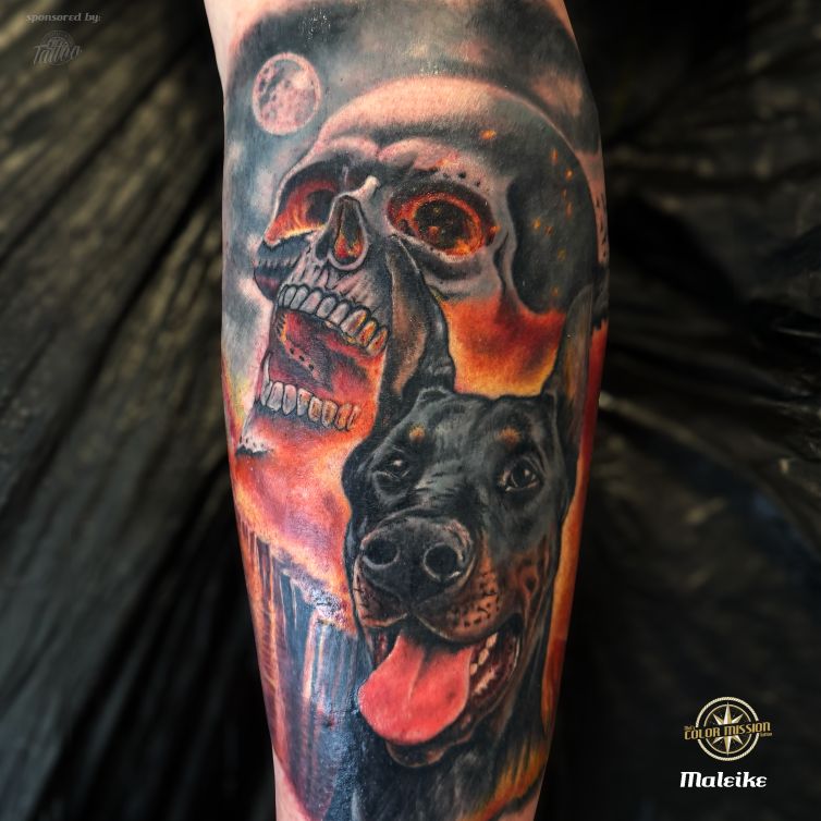 Dobermann_Quadrat_tattoo_by_Maleike